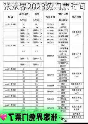 张家界2023免门票时间